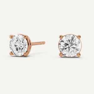 1 1/2 ctw Round Diamond Four Prong Stud Earrings