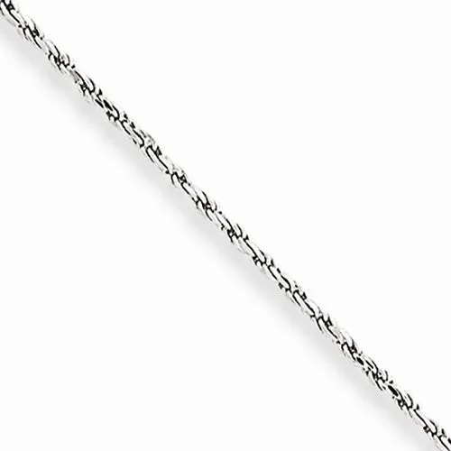 10K White Gold Machine Made Diamond-Cut Rope Chain Anklet