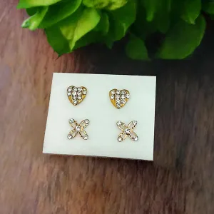 14Fashions Set of 2 Stud Earrings Combo - 1312135