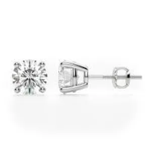 14K White Gold 4CTW Round Brillant Diamond Screwback Studs