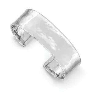 14k White Gold Lightly Hammered Bangle