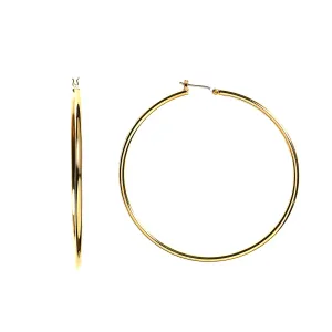 14k Yellow Gold 1.5mm Shiny Round Tube Hoop Earrings