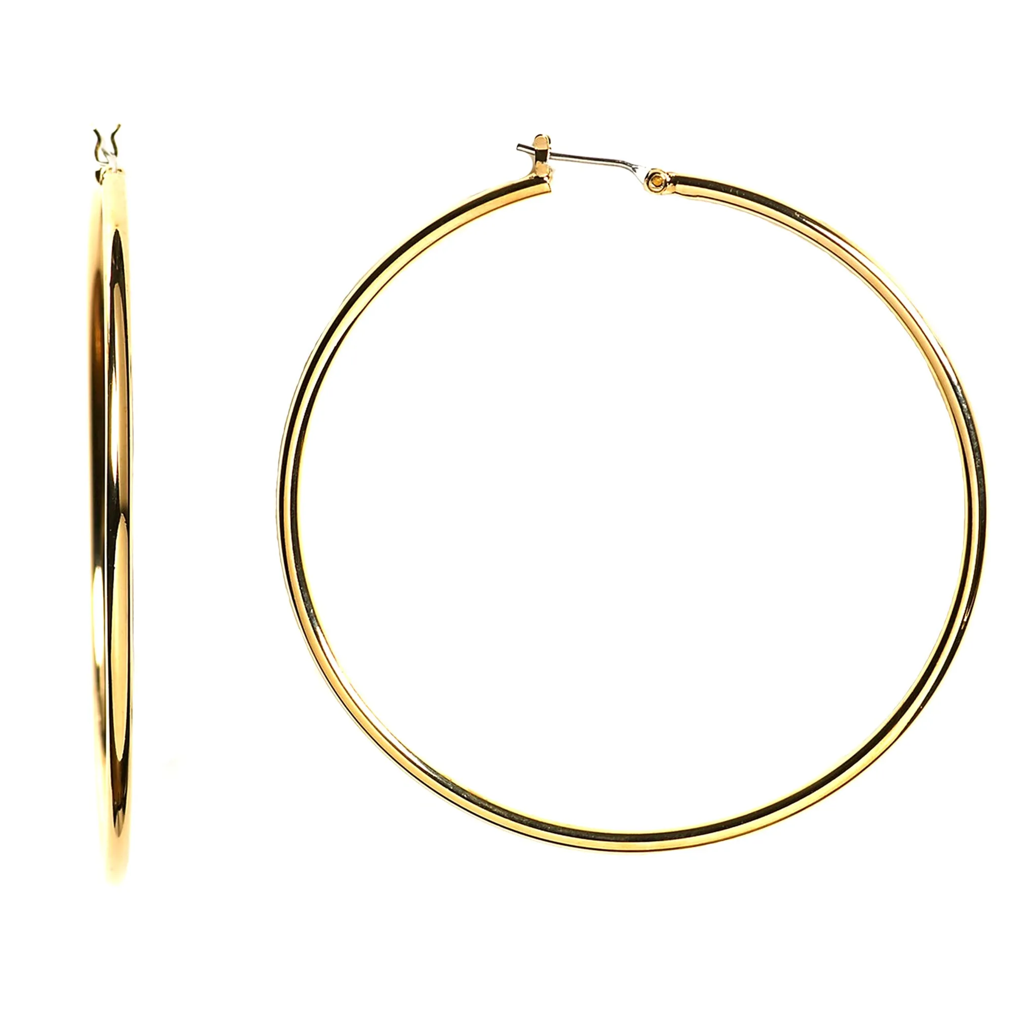 14k Yellow Gold 1.5mm Shiny Round Tube Hoop Earrings