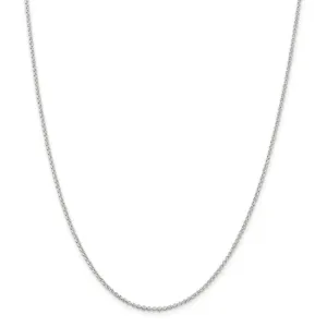 1.5mm Rhodium Plated Sterling Silver Solid Rolo Chain Necklace