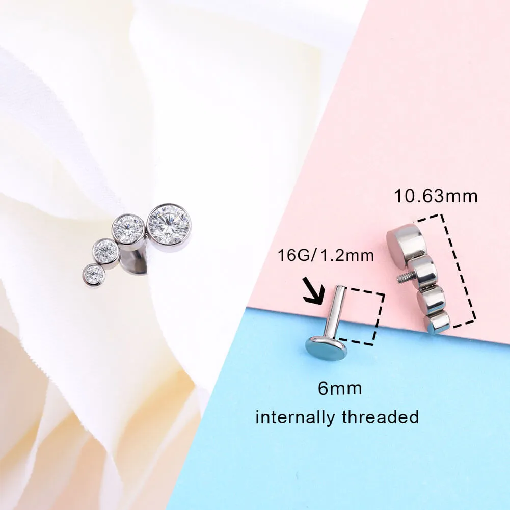 16G Titanium Internally Threaded Crystal CZ Dot Cartilage Stud Collection