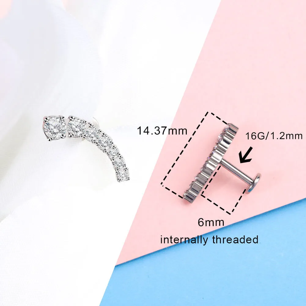 16G Titanium Internally Threaded Crystal CZ Dot Cartilage Stud Collection