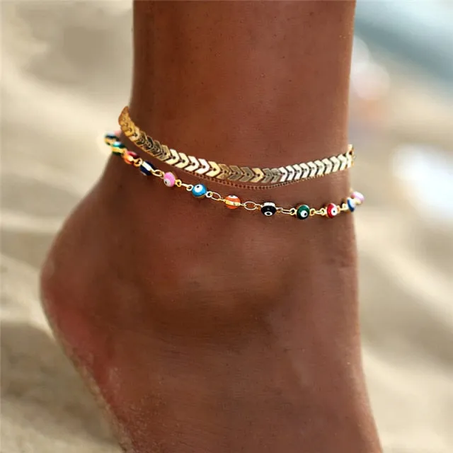 17KM Bohemian Gold Butterfly Chain Anklets