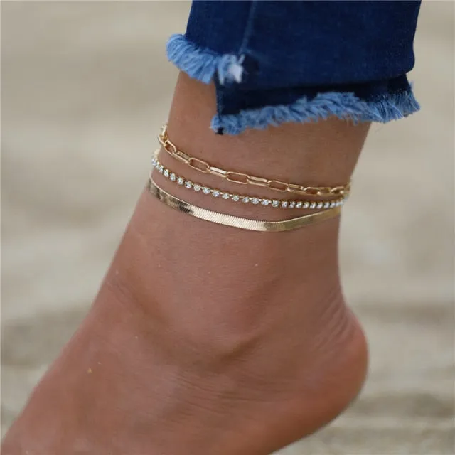 17KM Bohemian Gold Butterfly Chain Anklets