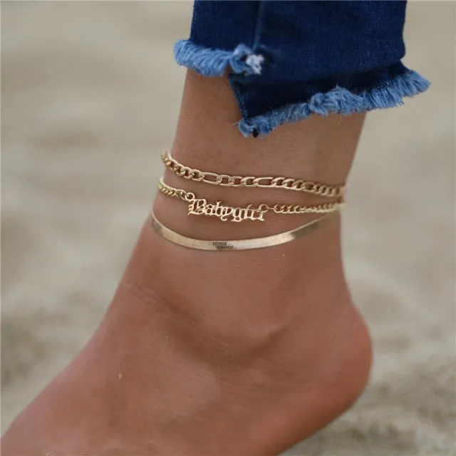 17KM Bohemian Gold Butterfly Chain Anklets