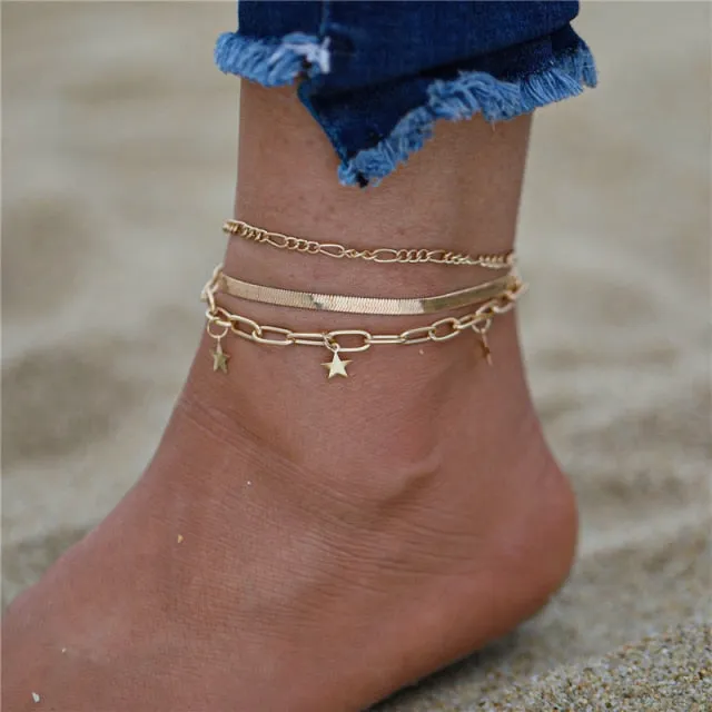 17KM Bohemian Gold Butterfly Chain Anklets