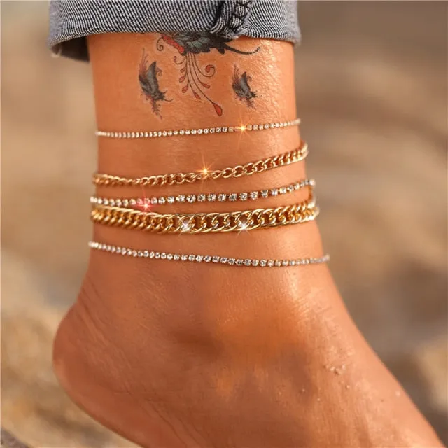 17KM Bohemian Gold Butterfly Chain Anklets