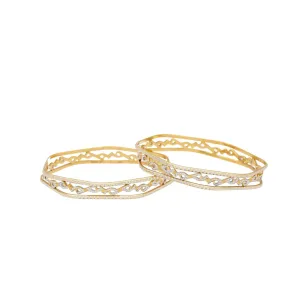 22K Yellow & White Gold Aspen Bangles