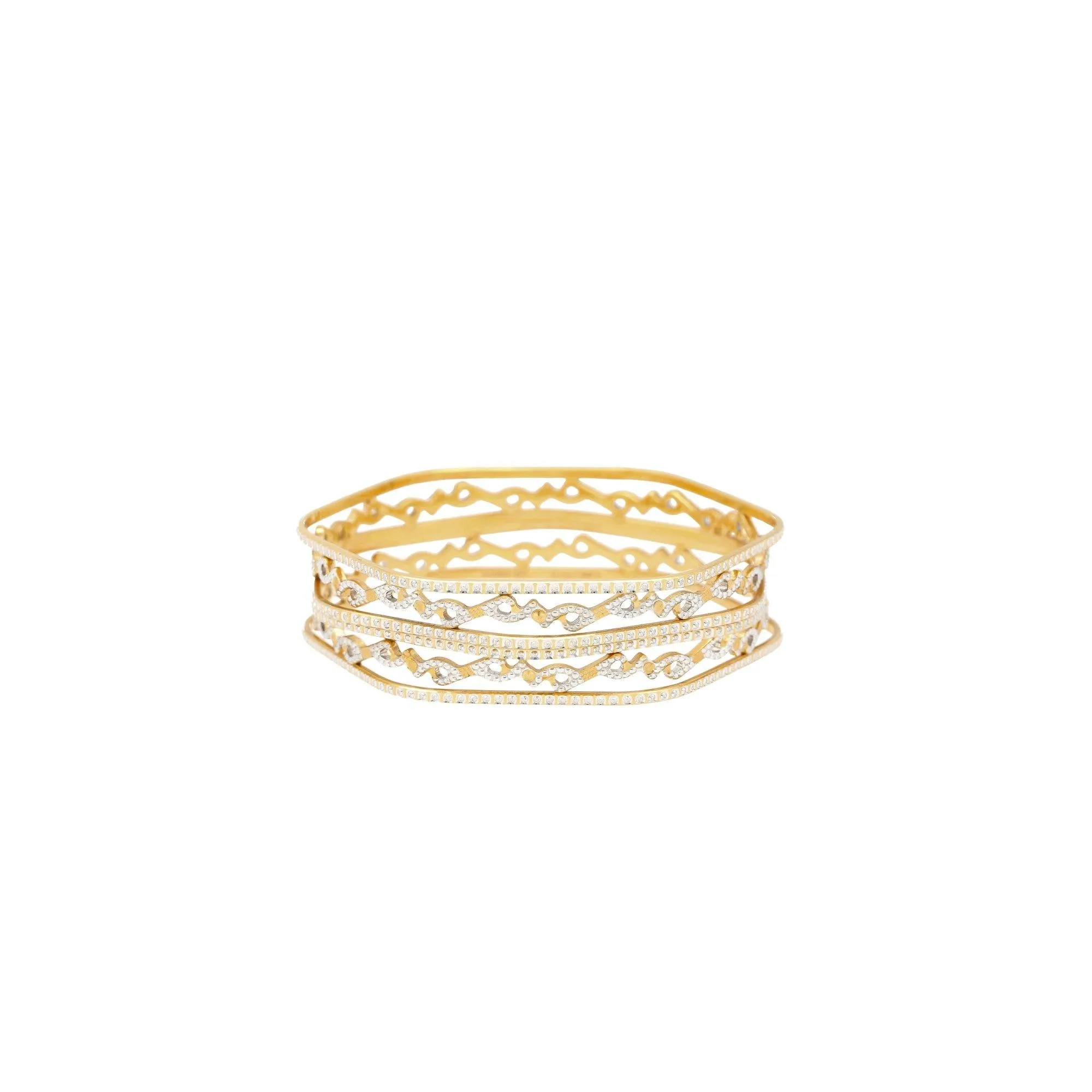 22K Yellow & White Gold Aspen Bangles