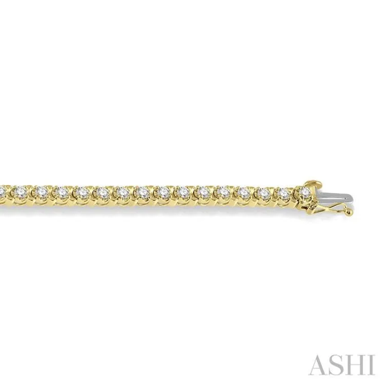 3 ctw Round Cut Diamond Tennis Tulip Bracelet in 14K Yellow Gold