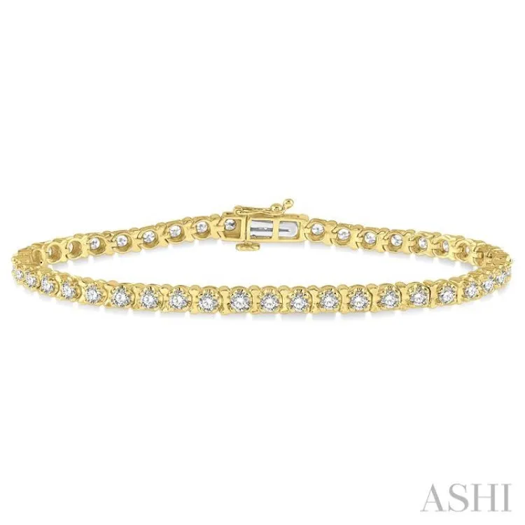 3 ctw Round Cut Diamond Tulip Bracelet in 14K Yellow Gold