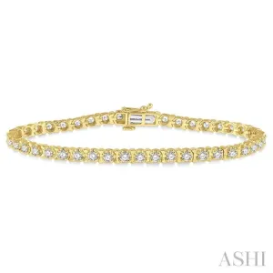 3 ctw Round Cut Diamond Tulip Bracelet in 14K Yellow Gold