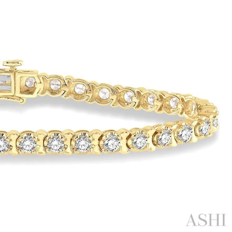 4 ctw Round Cut Diamond Tulip Bracelet in 14K Yellow Gold