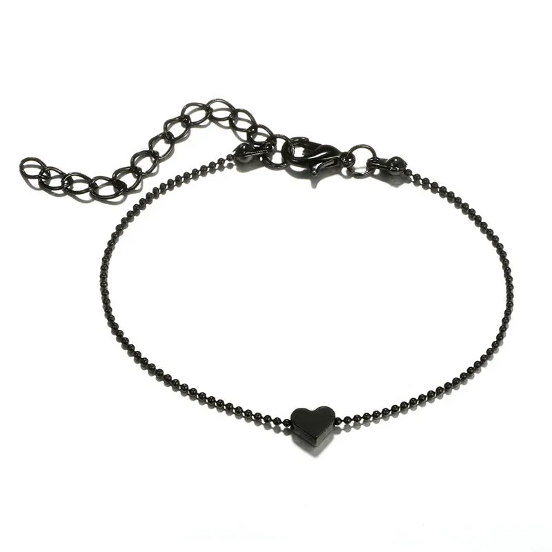 4pcs New Black Feather Lotus Anklets For Women