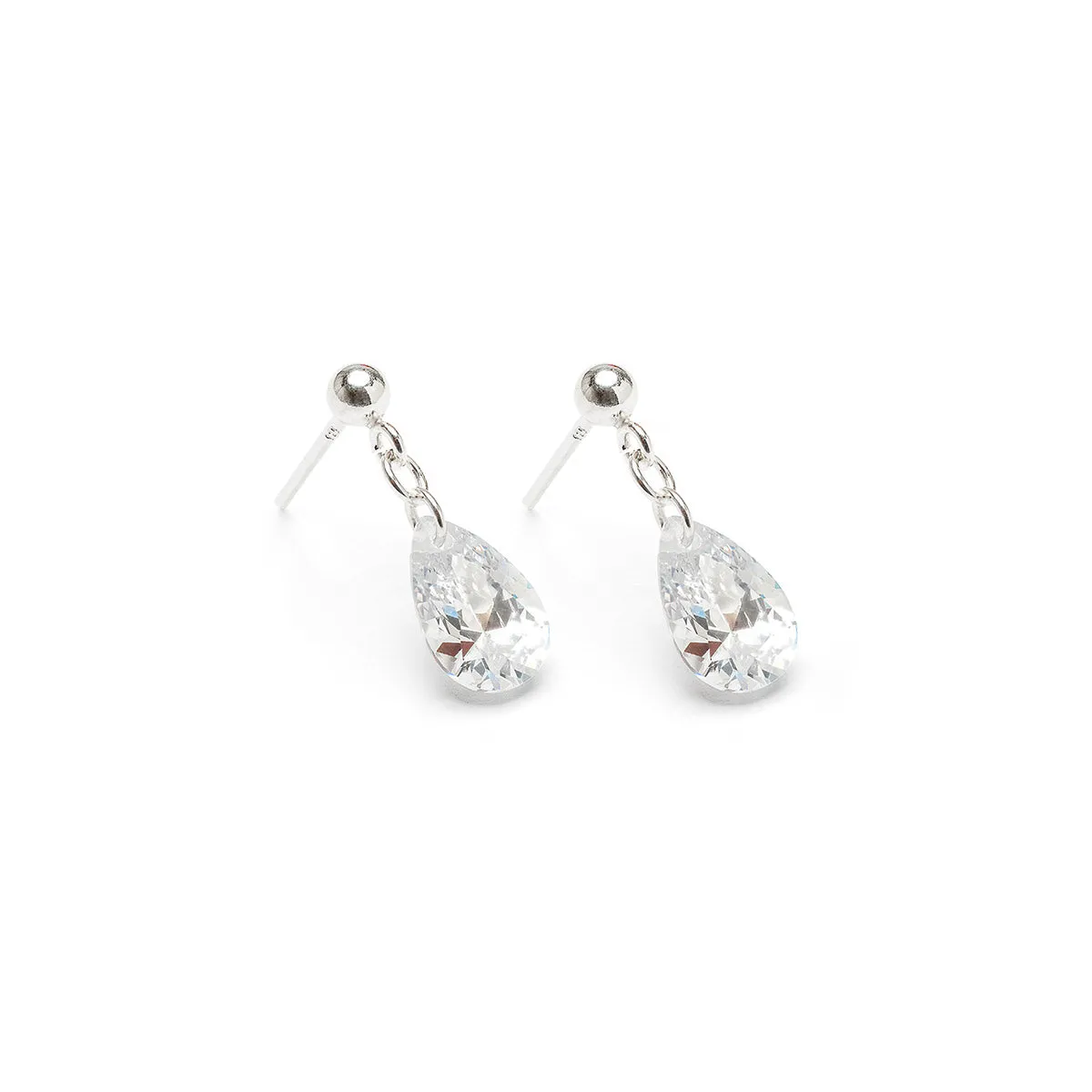 925 Sterling Silver Crystal Teardrop Earrings