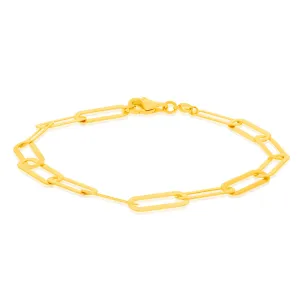 9ct Yellow Gold Silverfilled Paperclip Link 19.7cm Bracelet