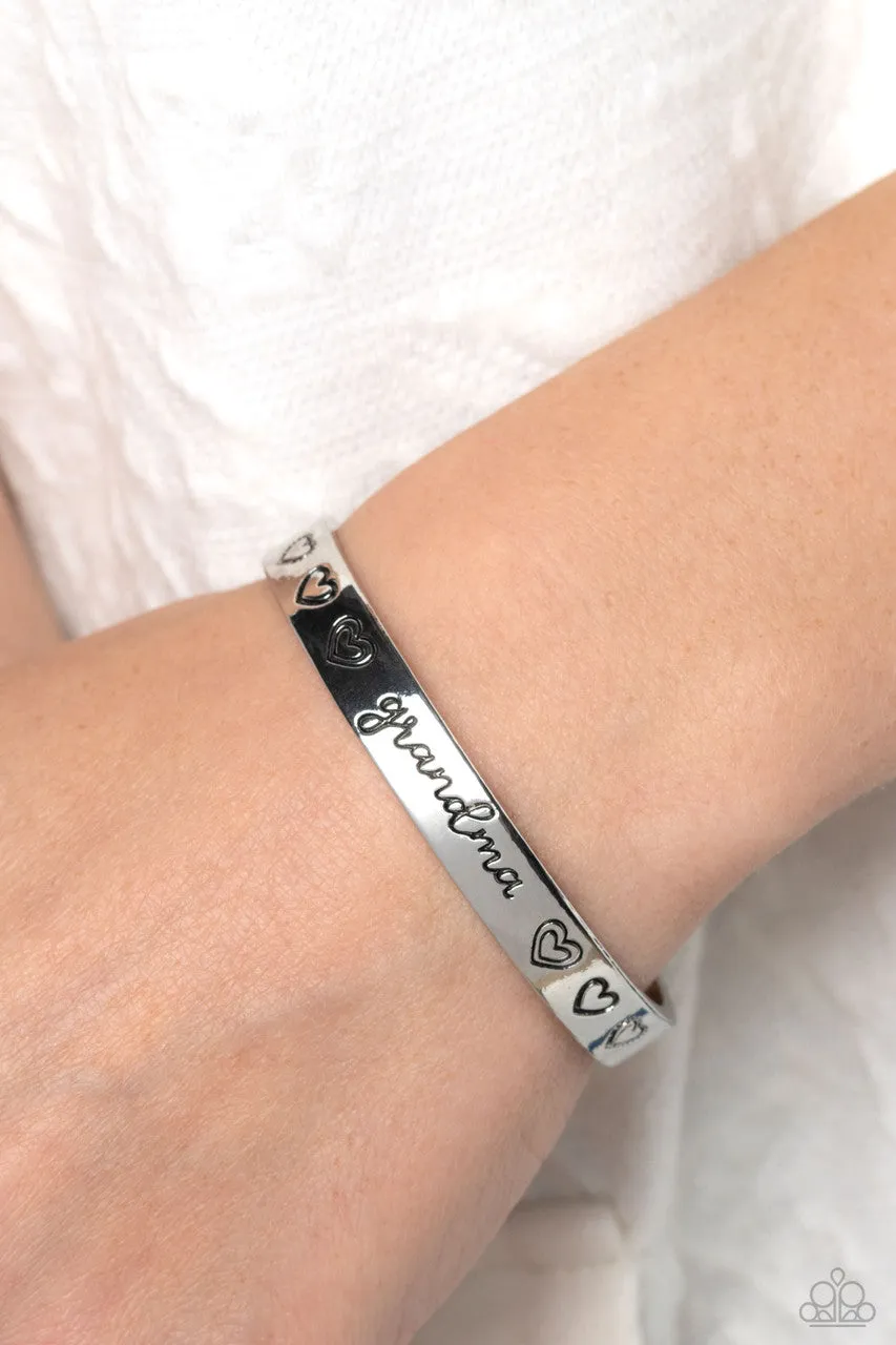 A Grandmother's Love - Silver - "Grandma" Mother's Day Heart Paparazzi Cuff Bracelet