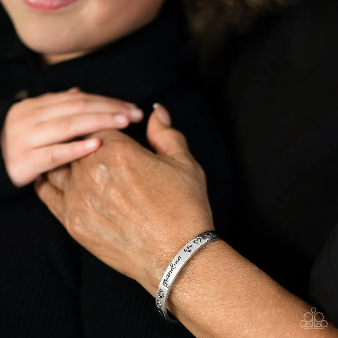 A Grandmother's Love - Silver - "Grandma" Mother's Day Heart Paparazzi Cuff Bracelet