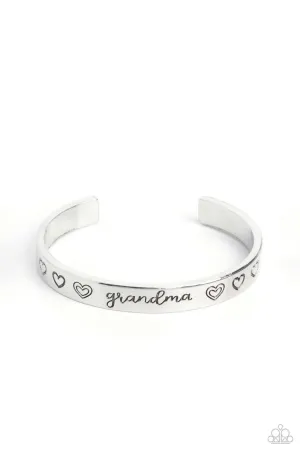 A Grandmother's Love - Silver - "Grandma" Mother's Day Heart Paparazzi Cuff Bracelet