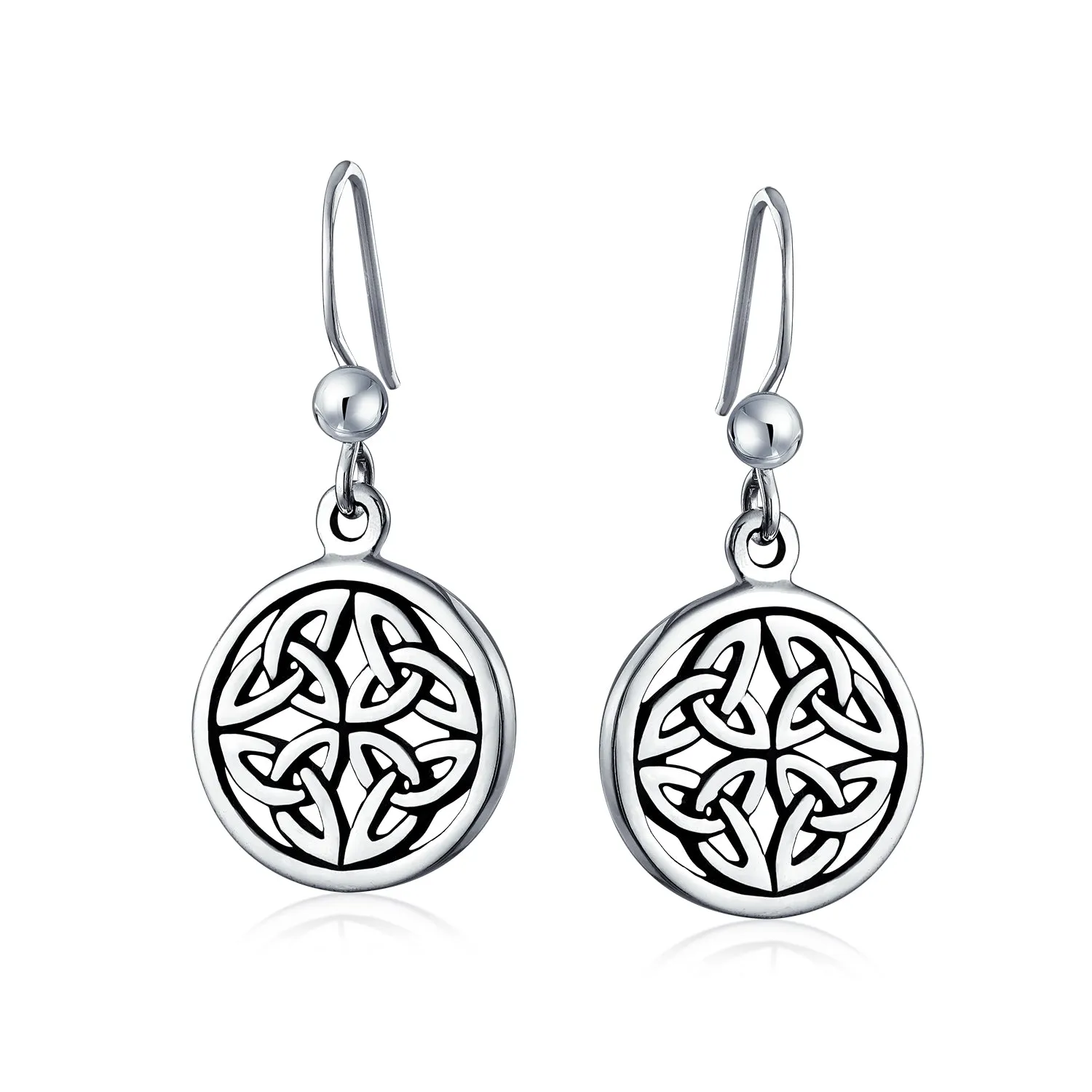 Ancient Viking Celtic Knot Dangle Earrings in Oxidized  Sterling Silver