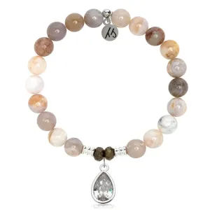 Australian Agate Gemstone Bracelet with Inner Beauty Sterling Silver Charm