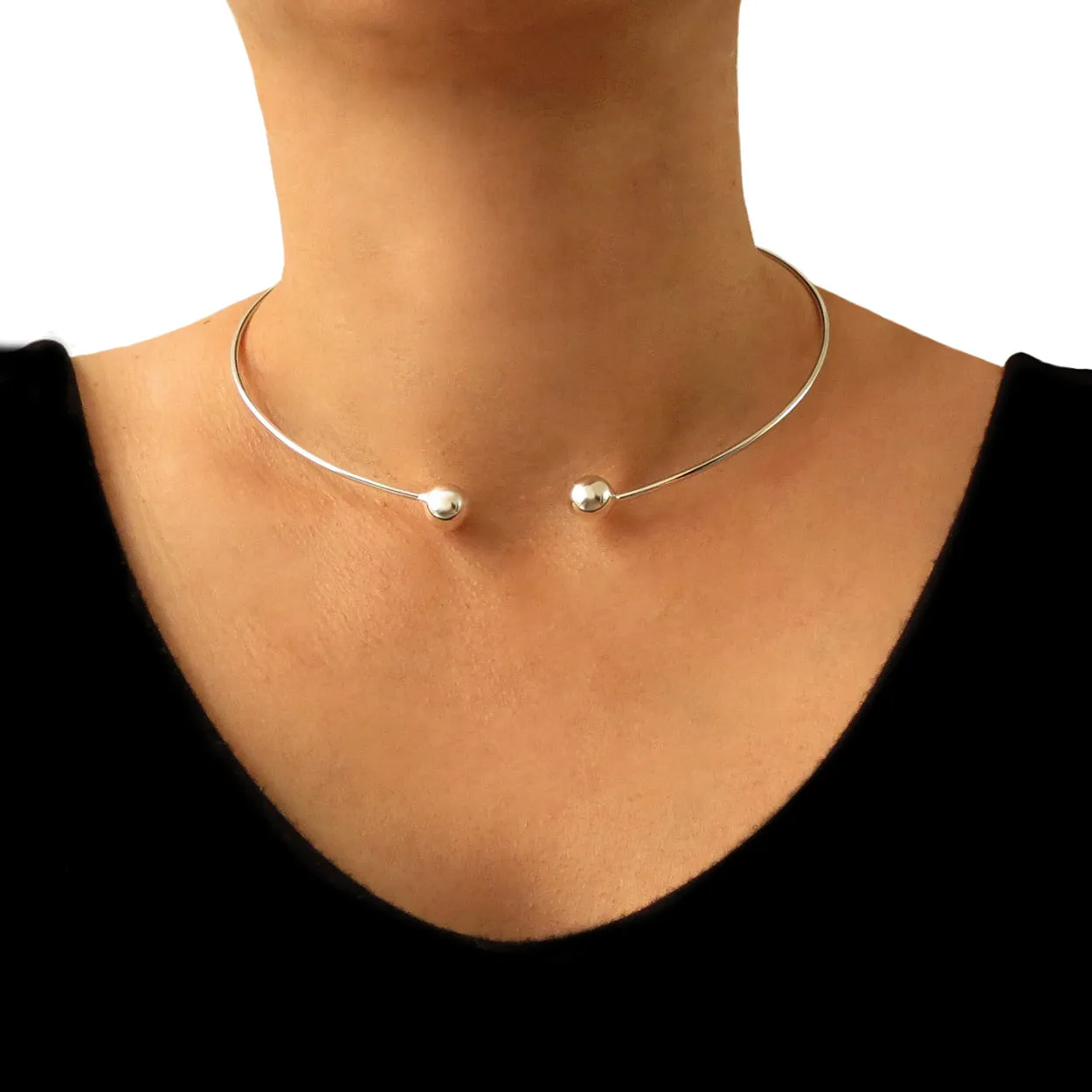 Ball Bead Sterling Silver Choker Necklace