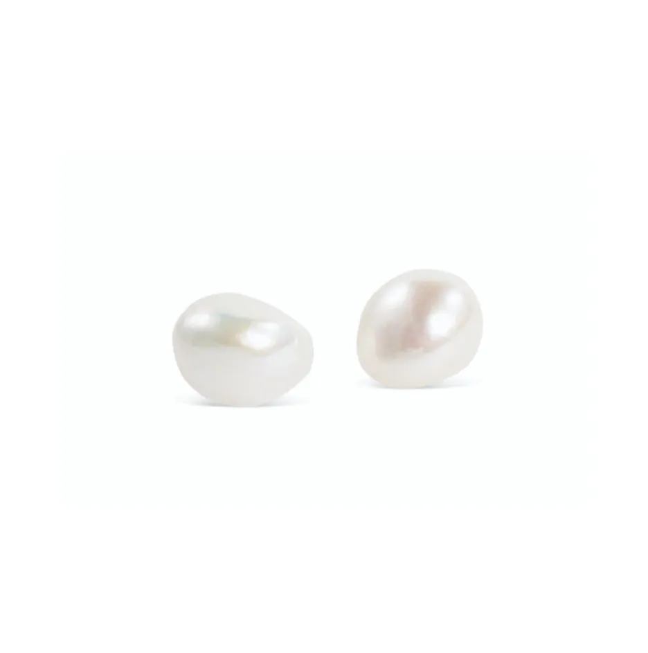 Baroque Stud Earrings White