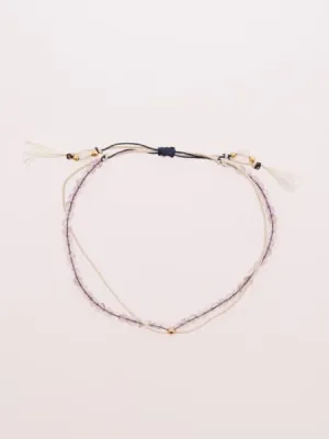 Birthstone Silk Braid Anklet- FEB