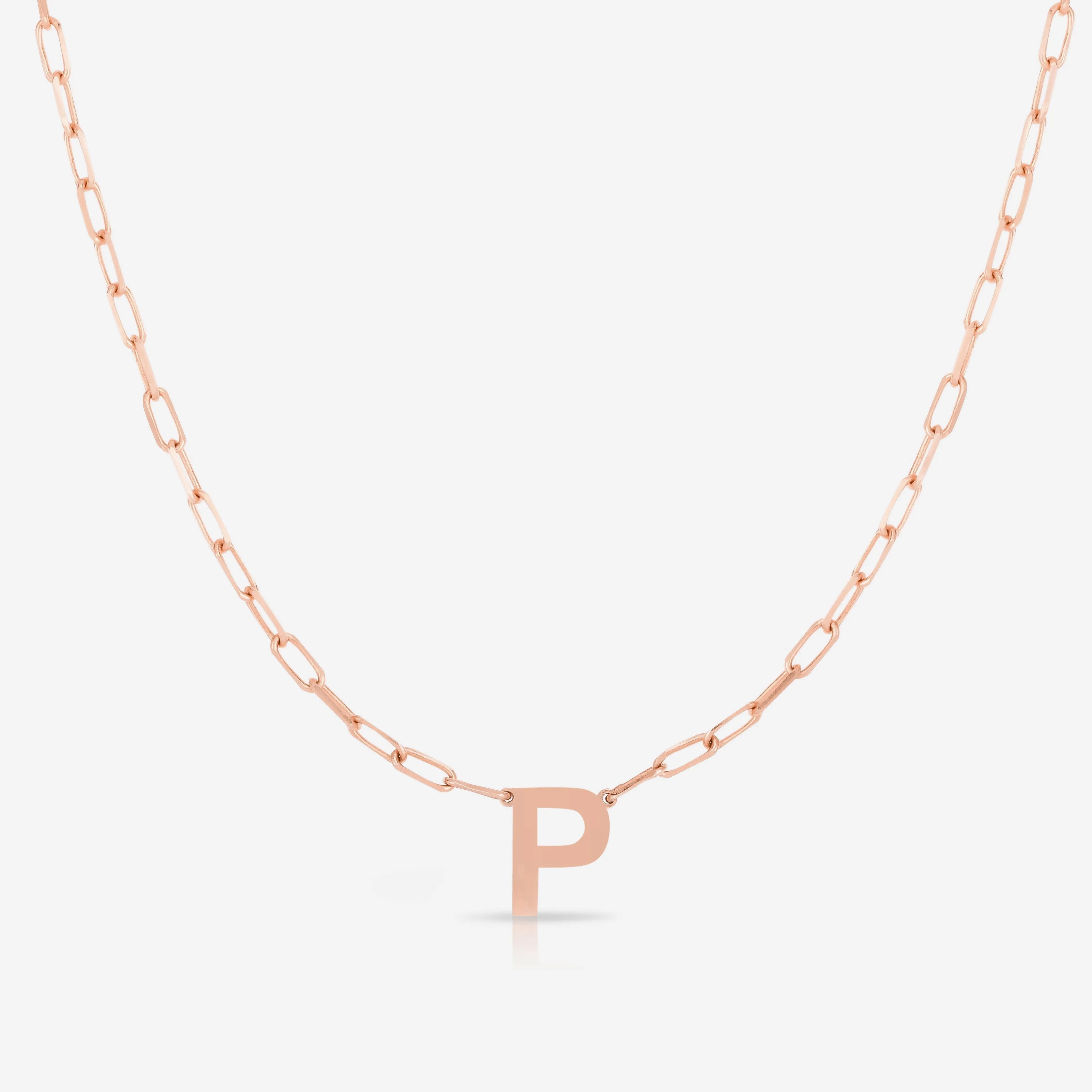 Block Initial   Link Chain Necklace