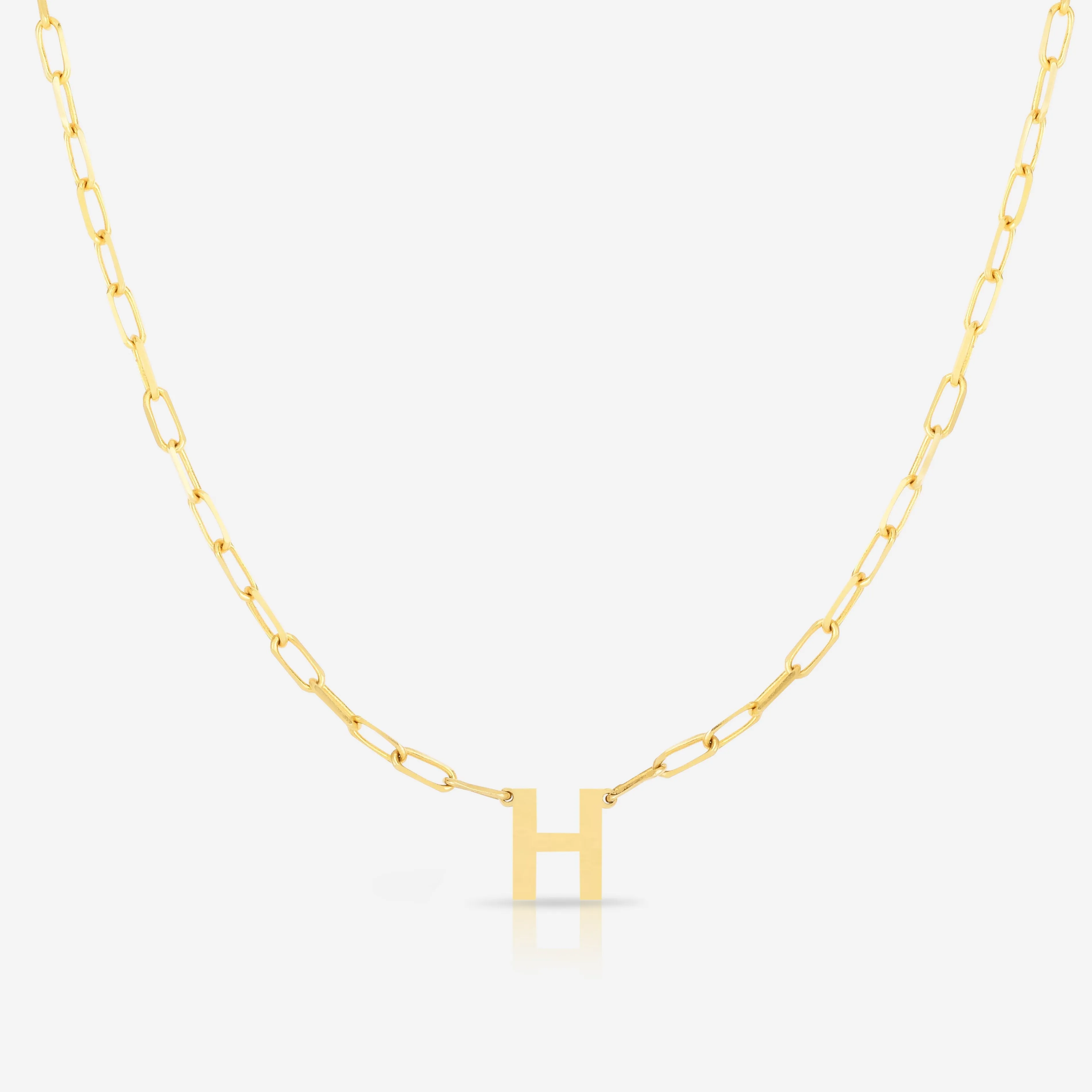 Block Initial   Link Chain Necklace