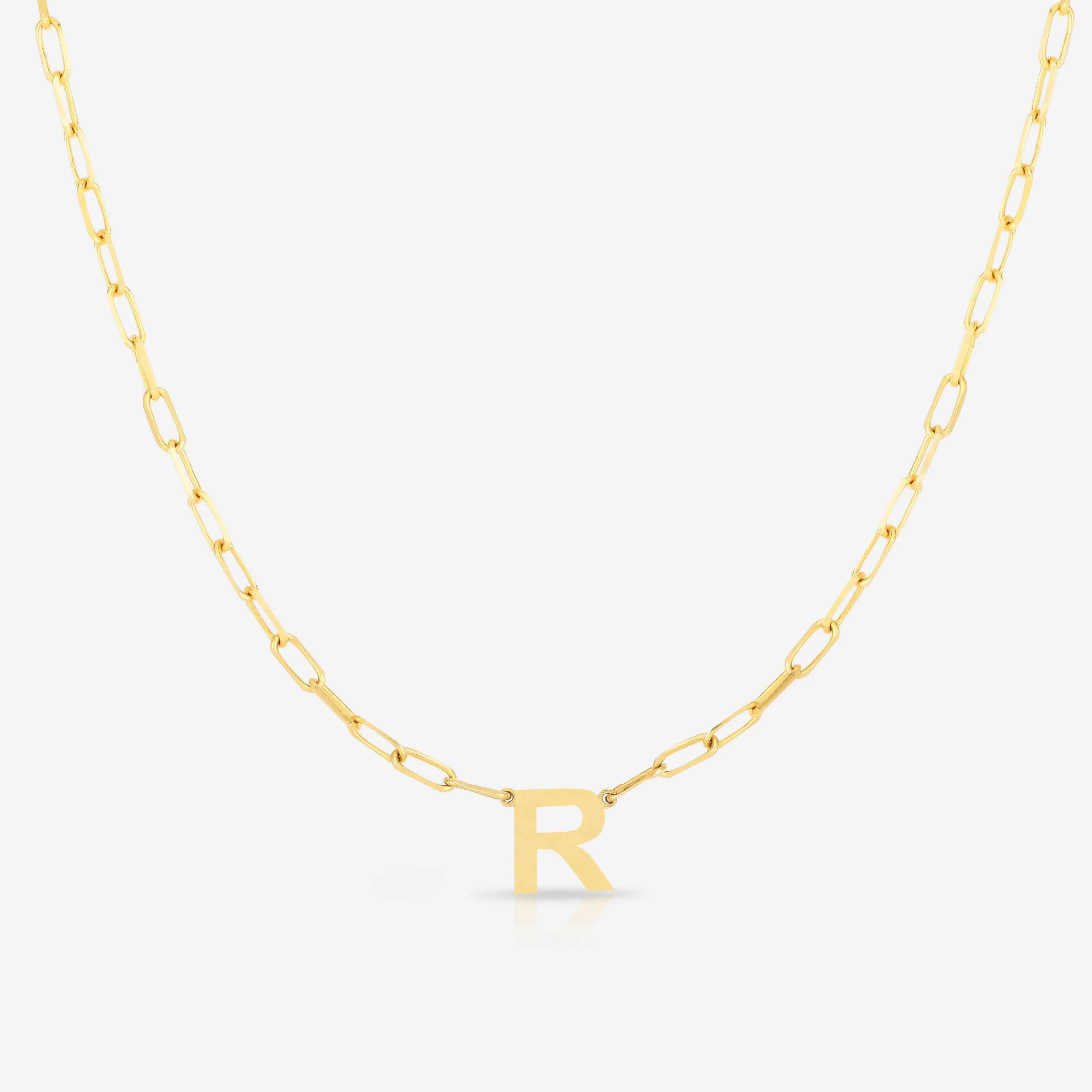 Block Initial   Link Chain Necklace