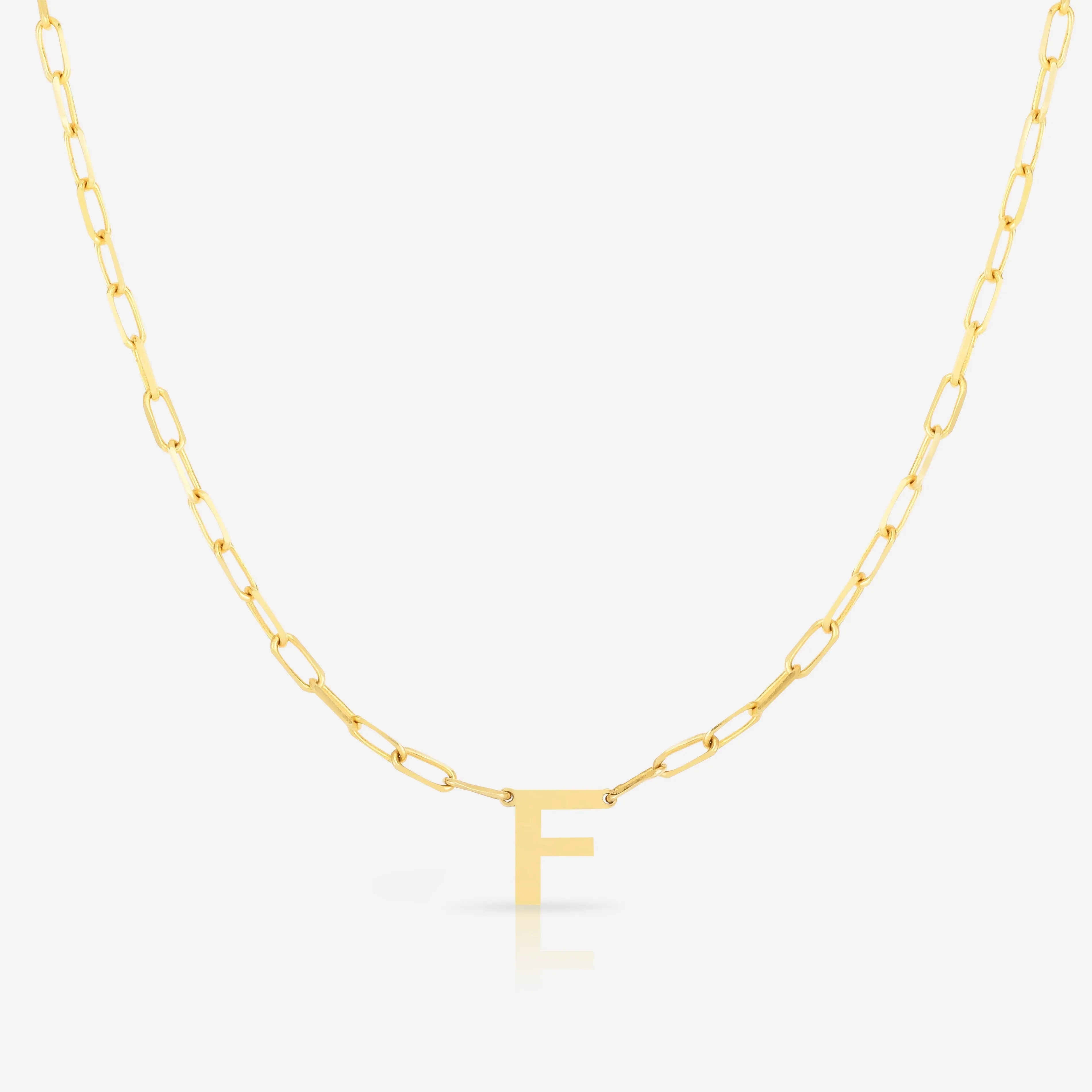 Block Initial   Link Chain Necklace