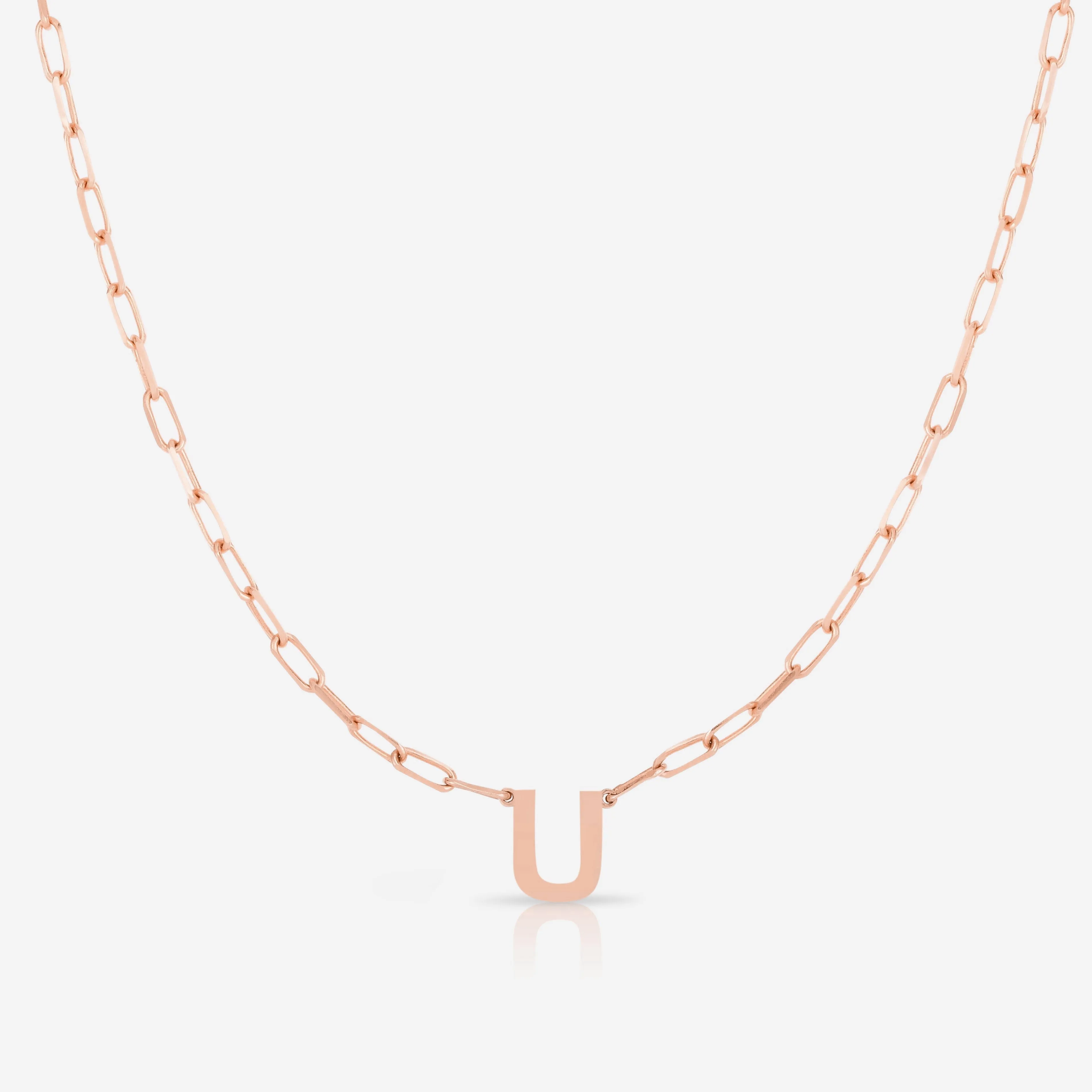 Block Initial   Link Chain Necklace