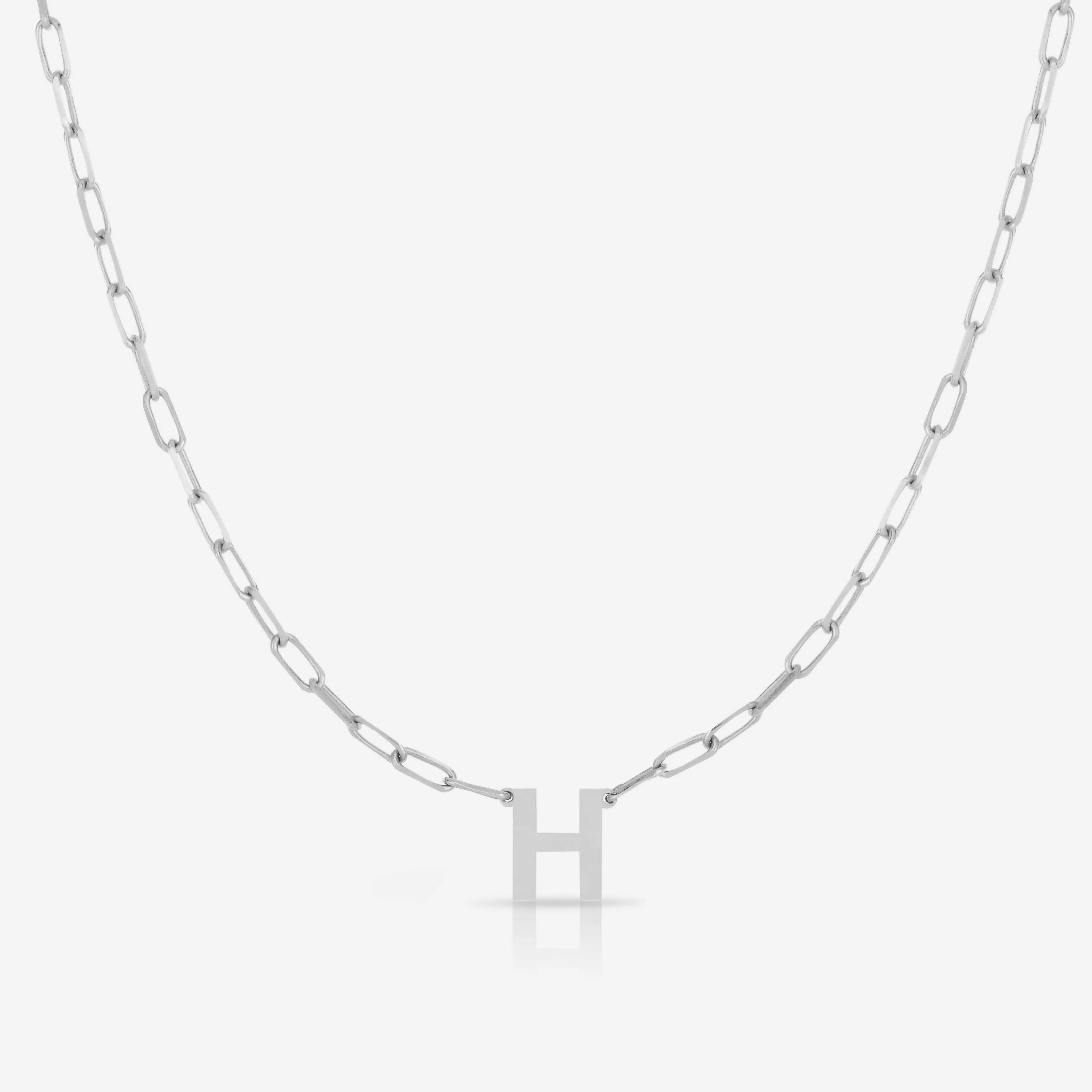 Block Initial   Link Chain Necklace