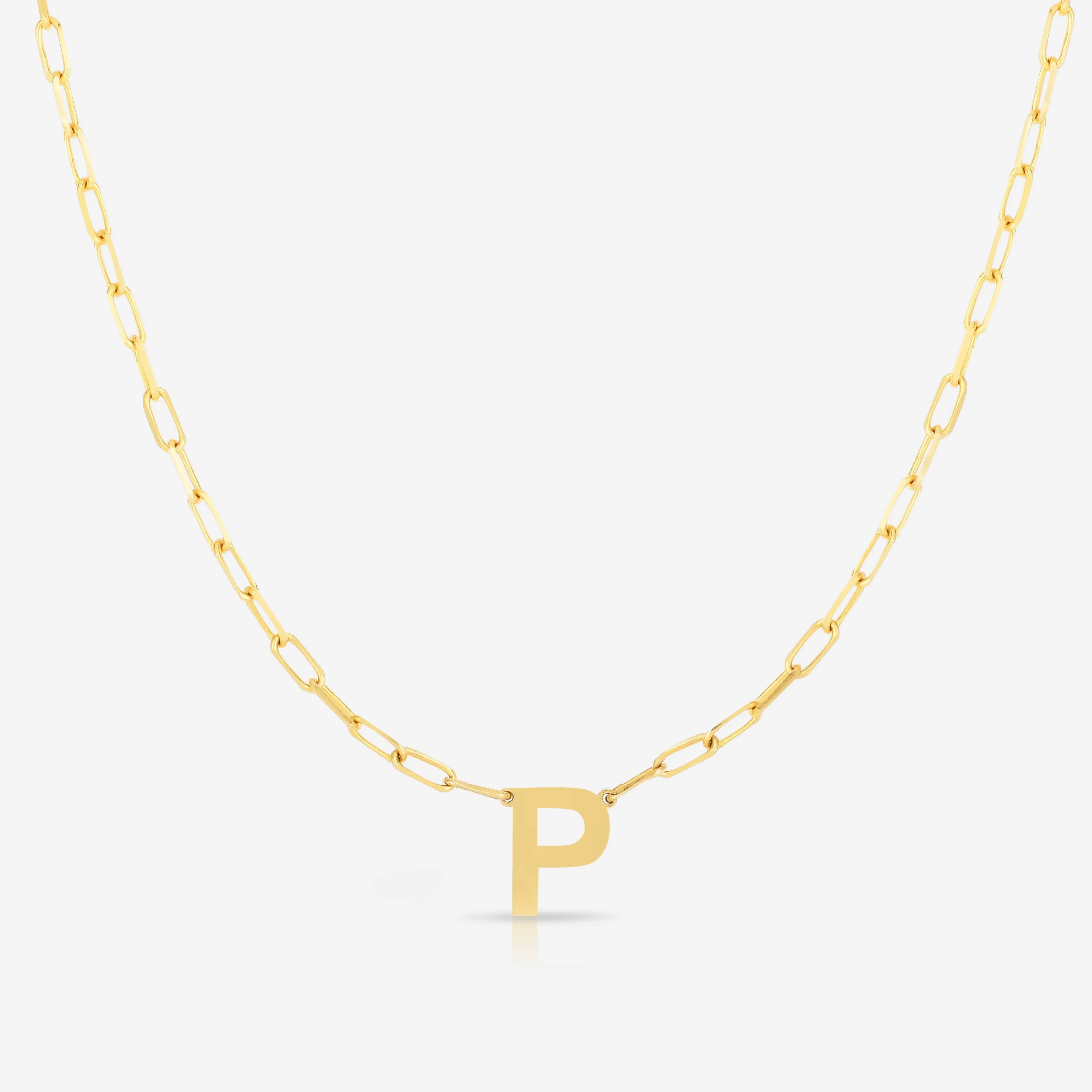 Block Initial   Link Chain Necklace