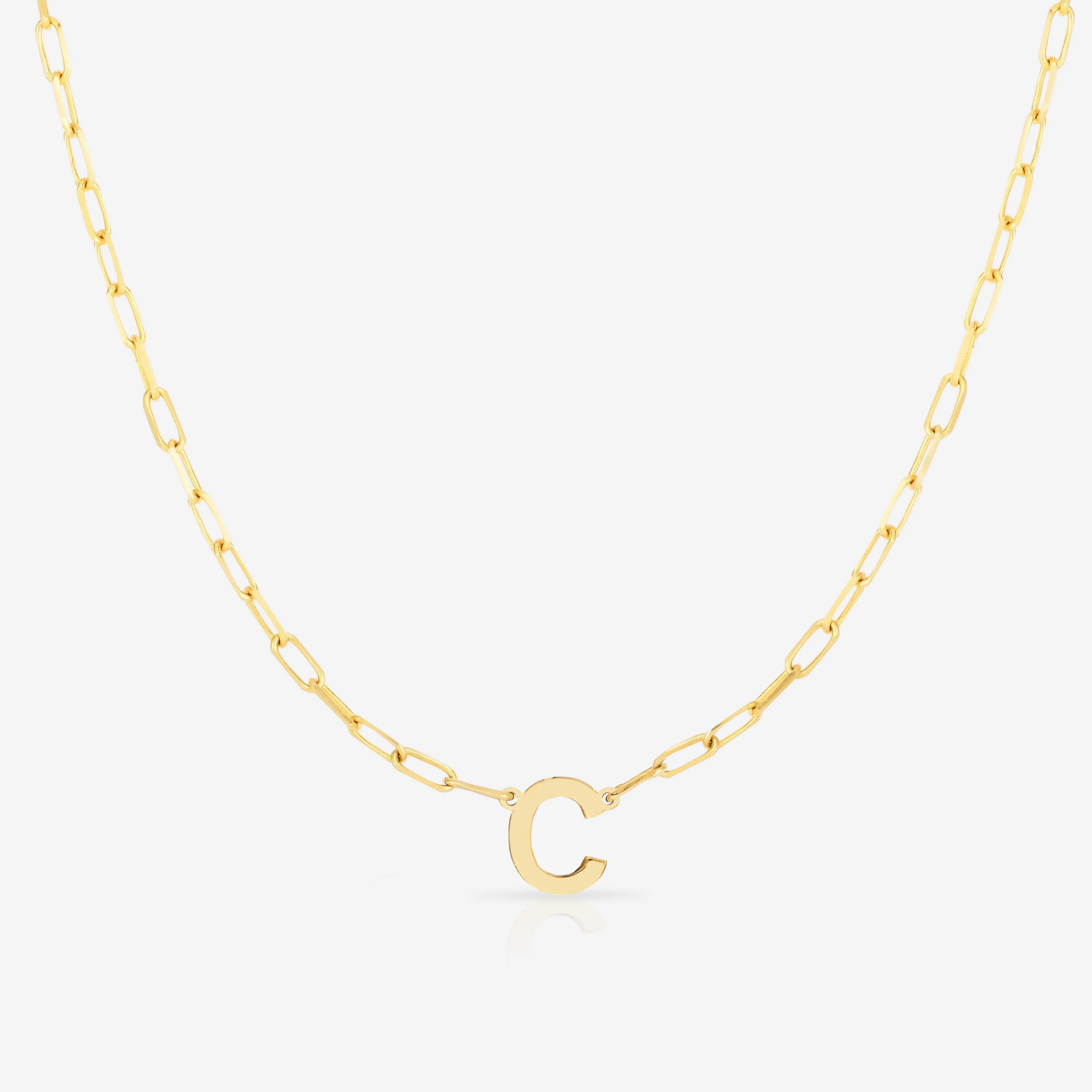 Block Initial   Link Chain Necklace