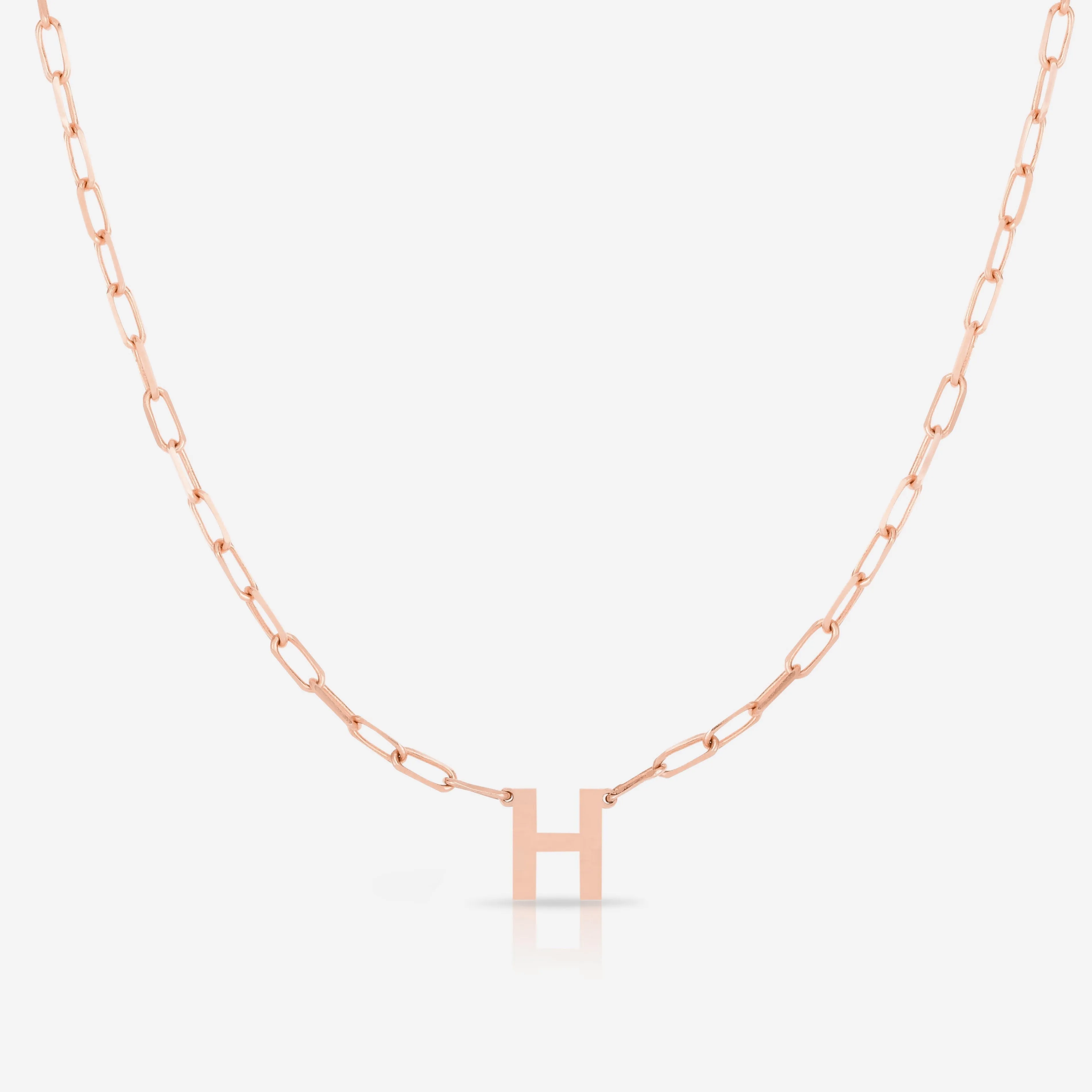 Block Initial   Link Chain Necklace