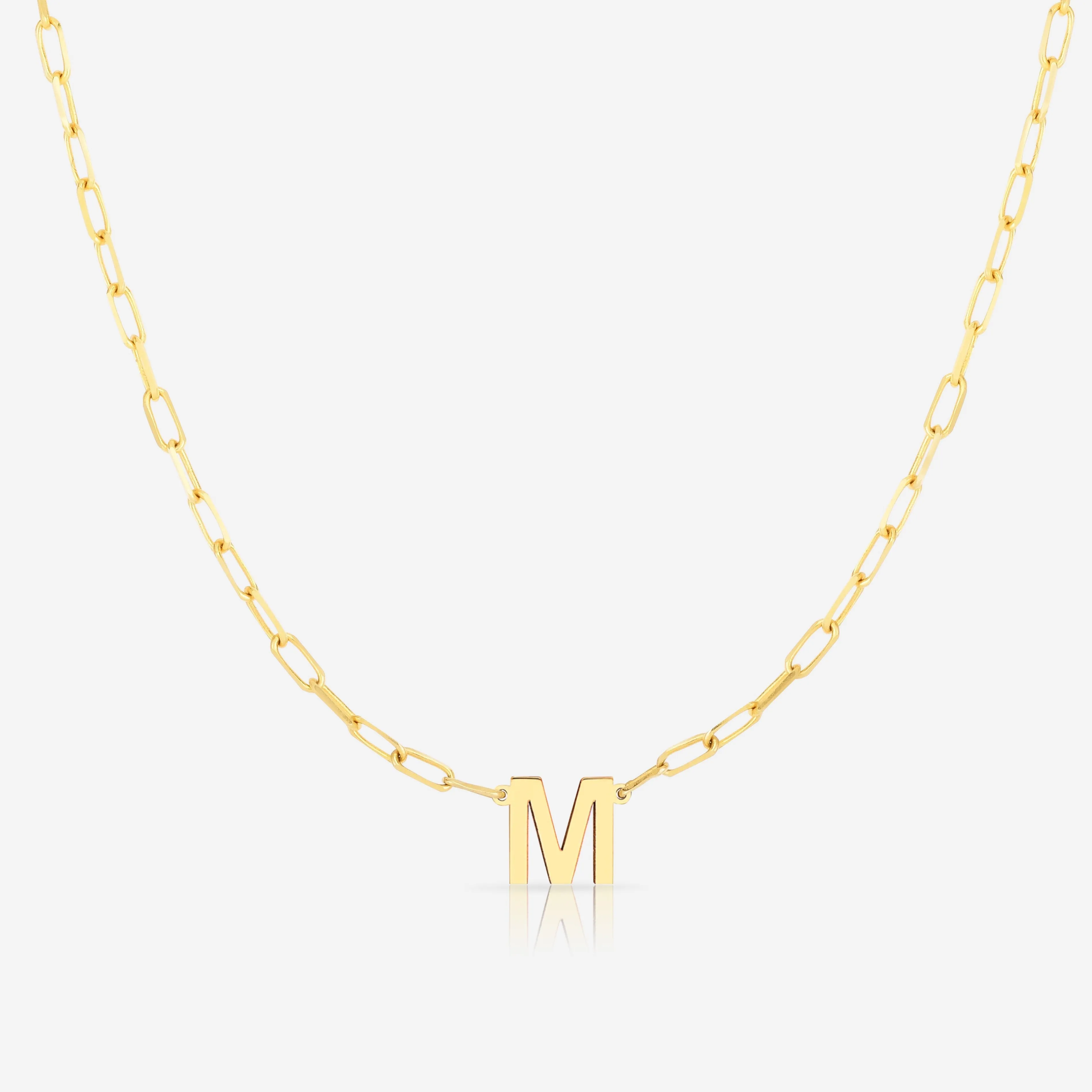 Block Initial   Link Chain Necklace