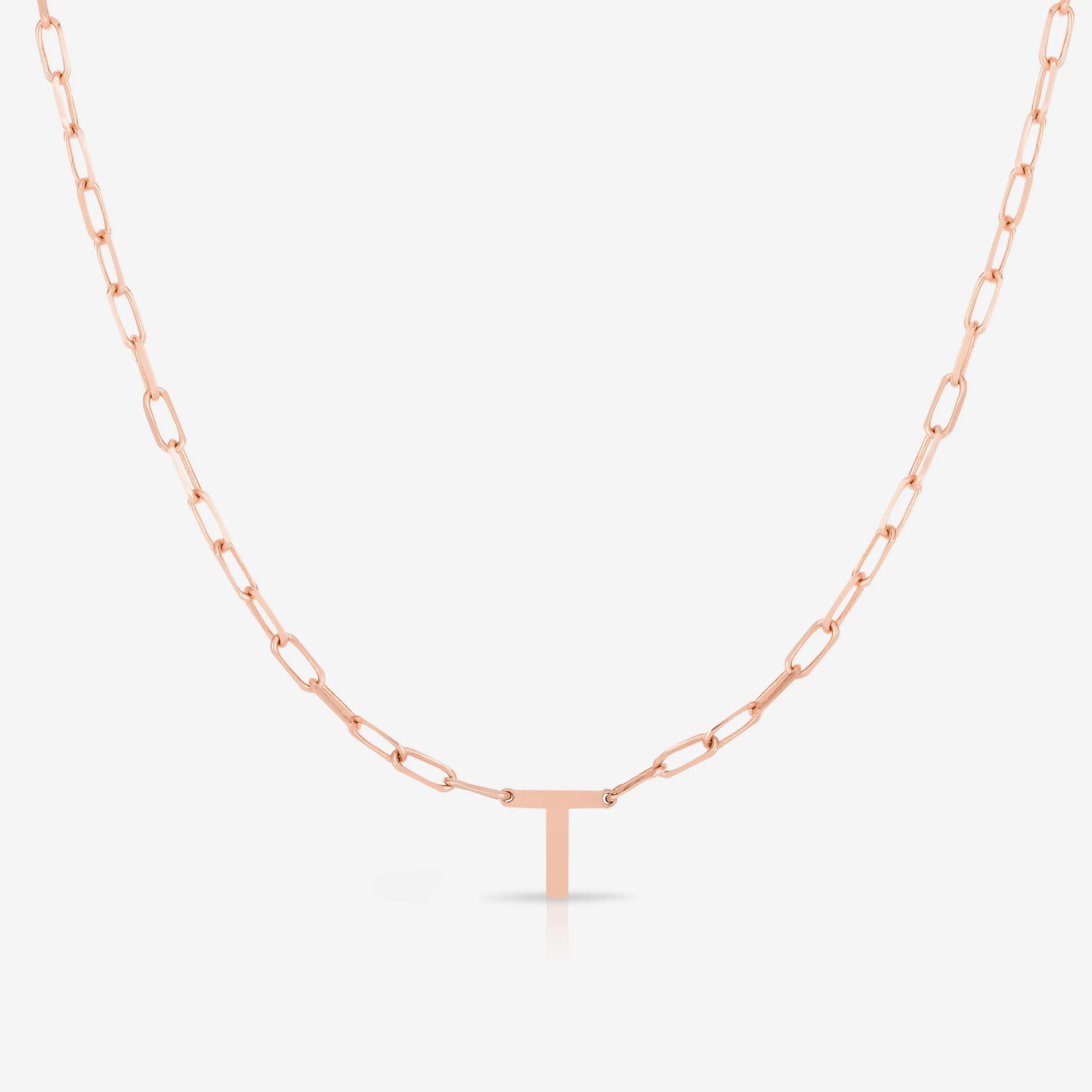 Block Initial   Link Chain Necklace