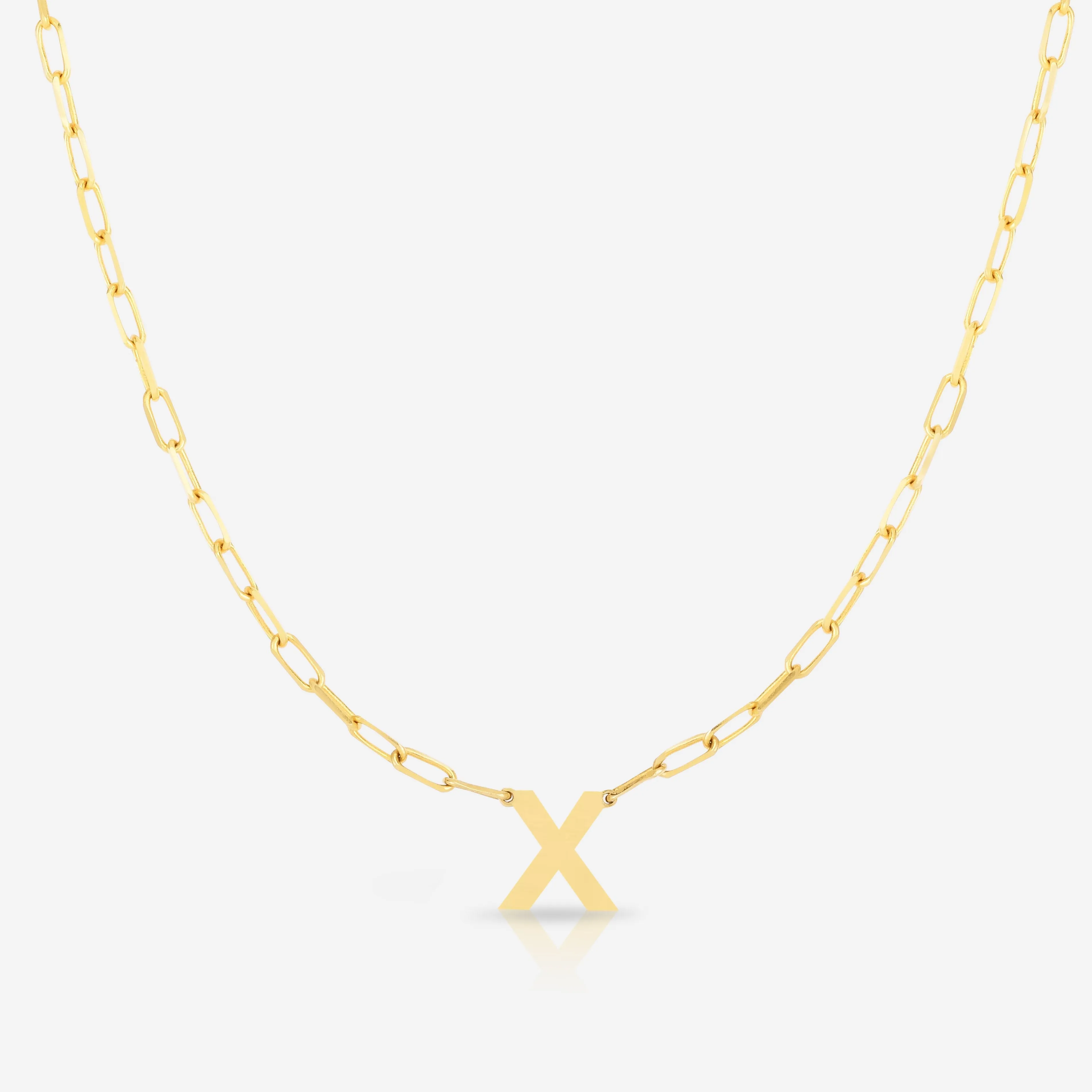 Block Initial   Link Chain Necklace