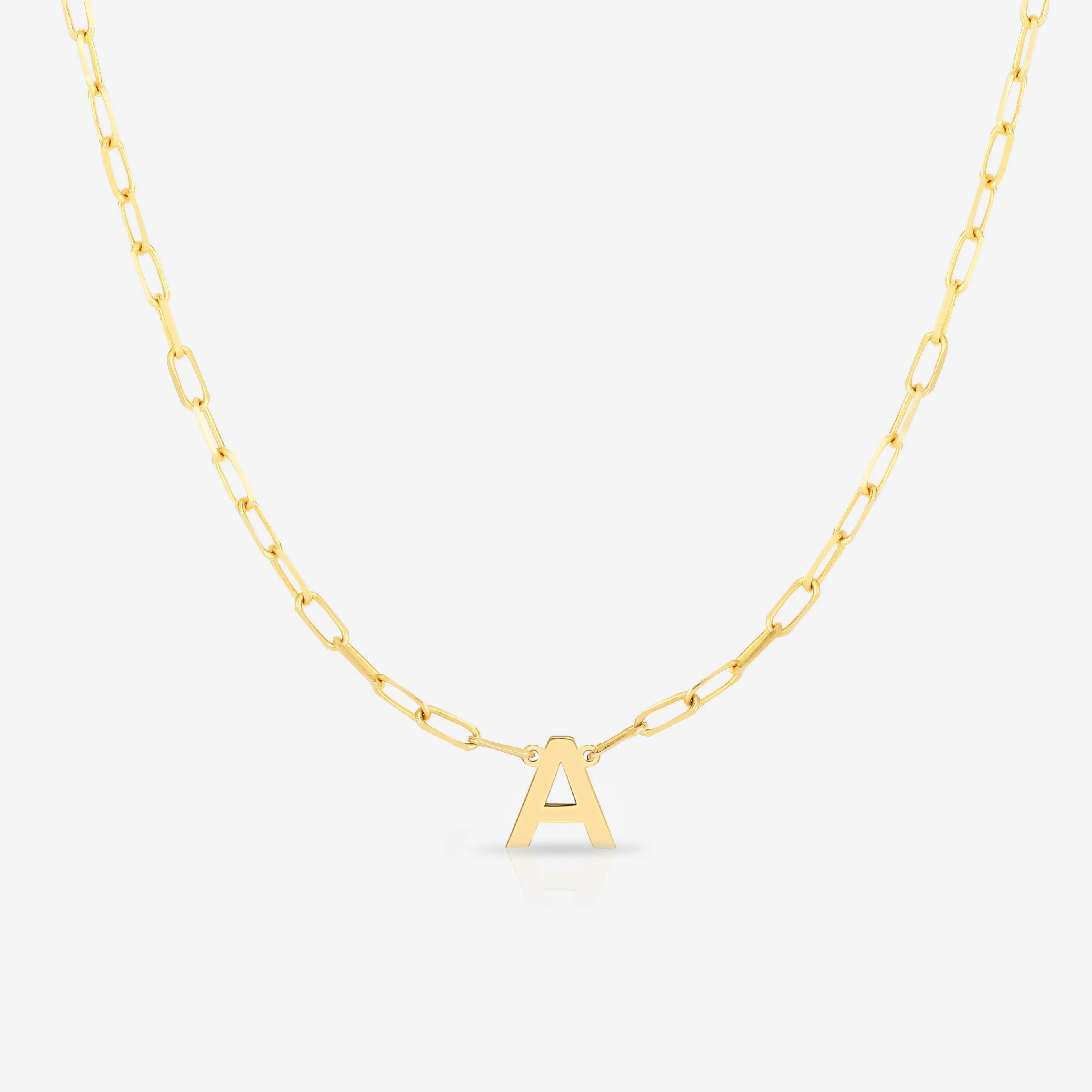 Block Initial   Link Chain Necklace