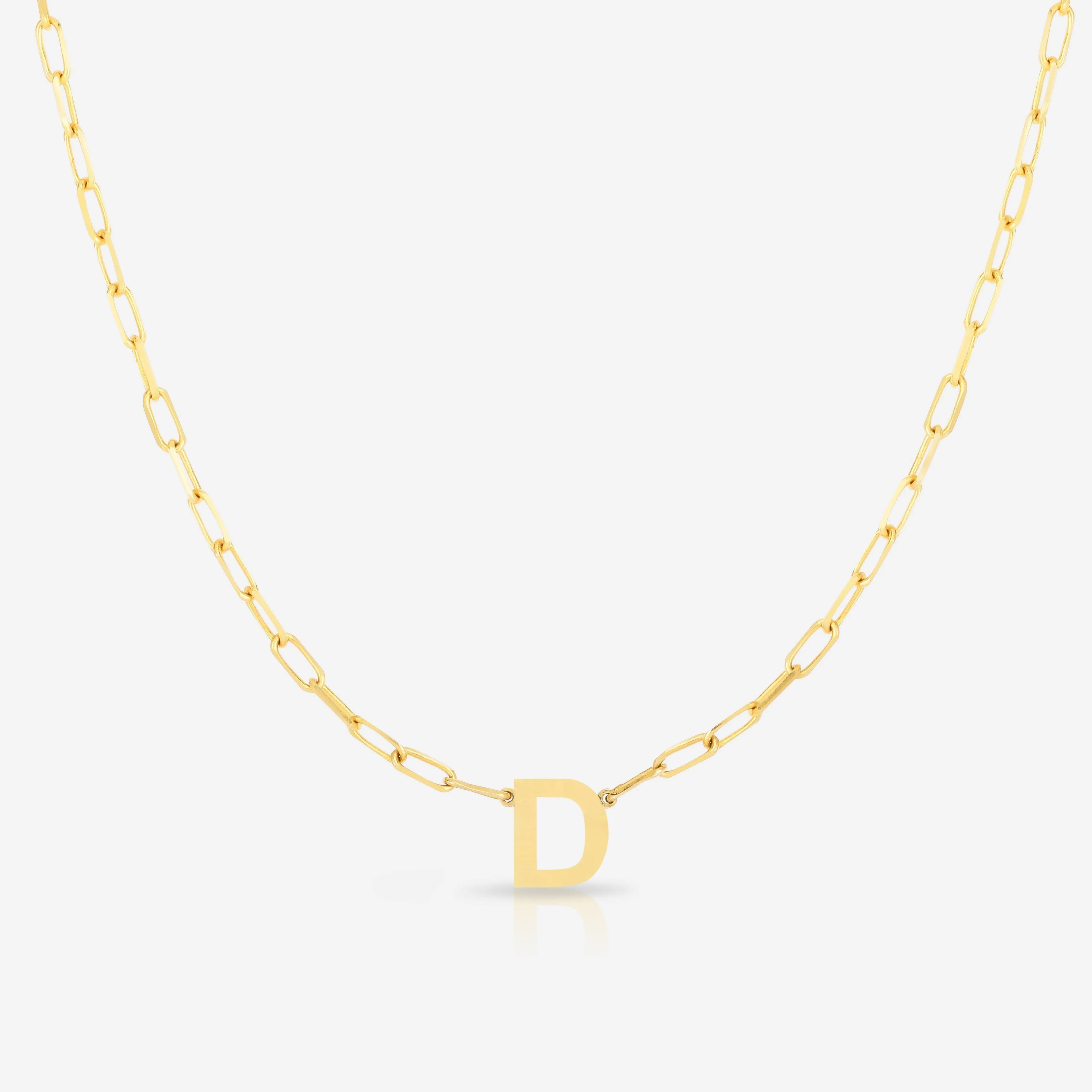 Block Initial   Link Chain Necklace