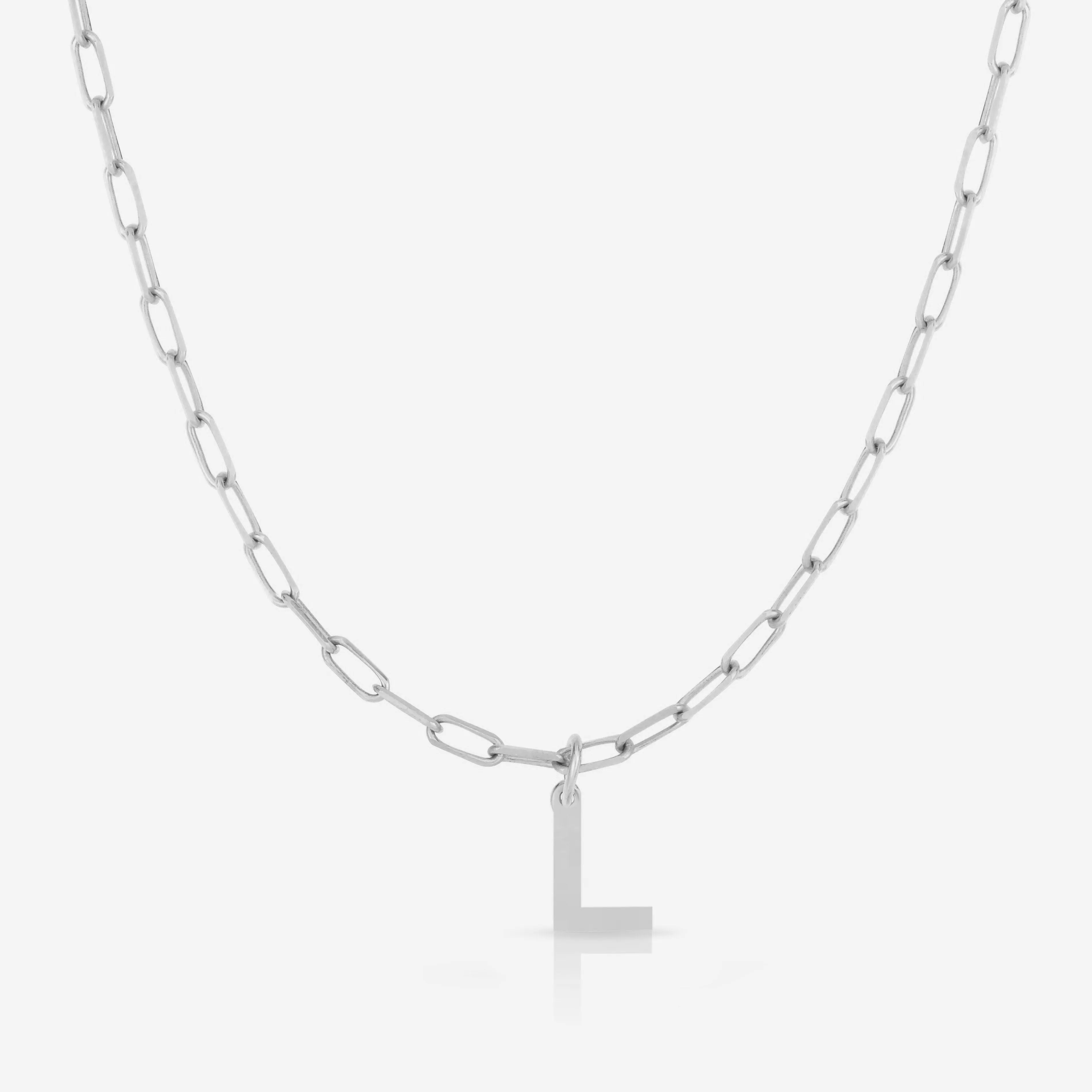 Block Initial   Link Chain Necklace