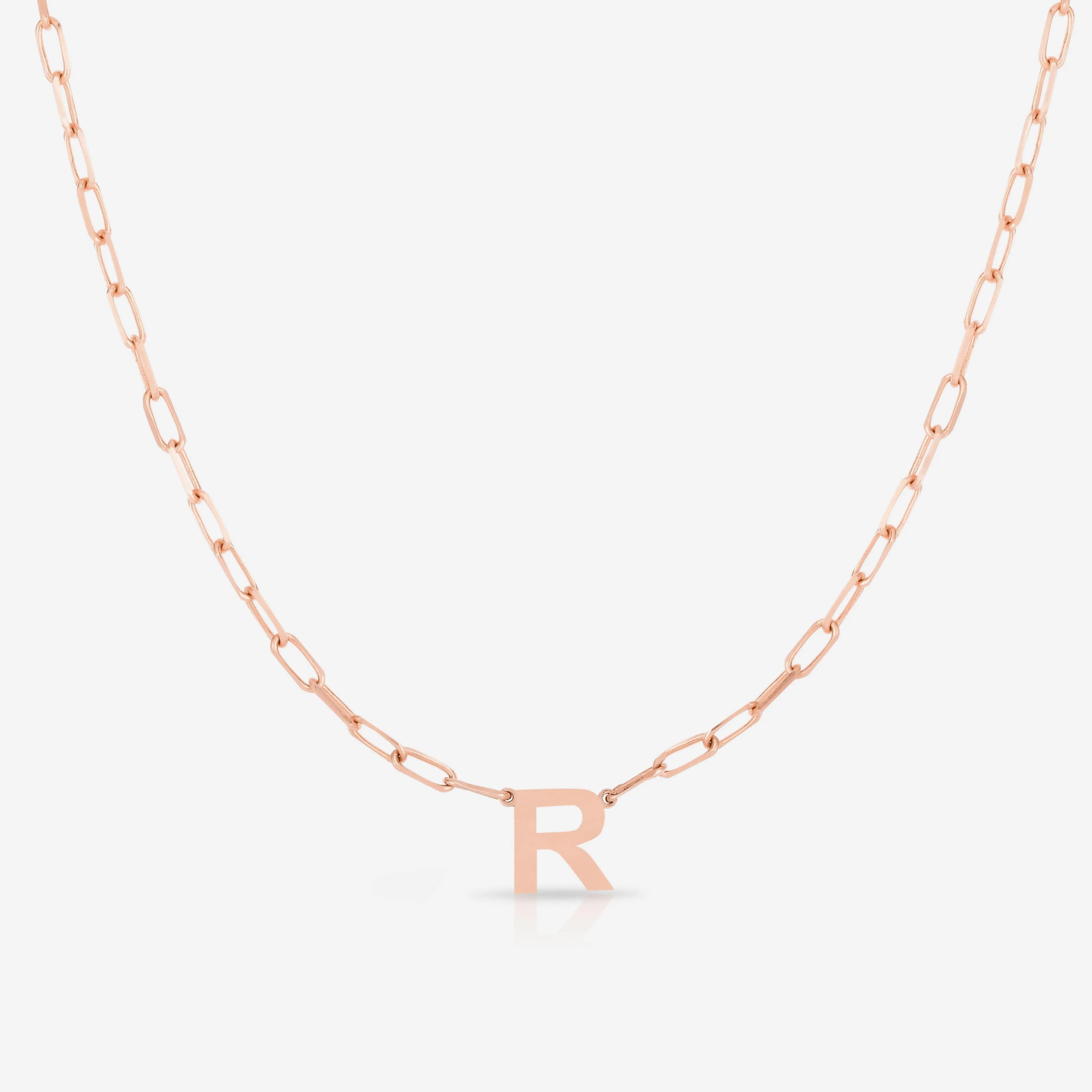 Block Initial   Link Chain Necklace