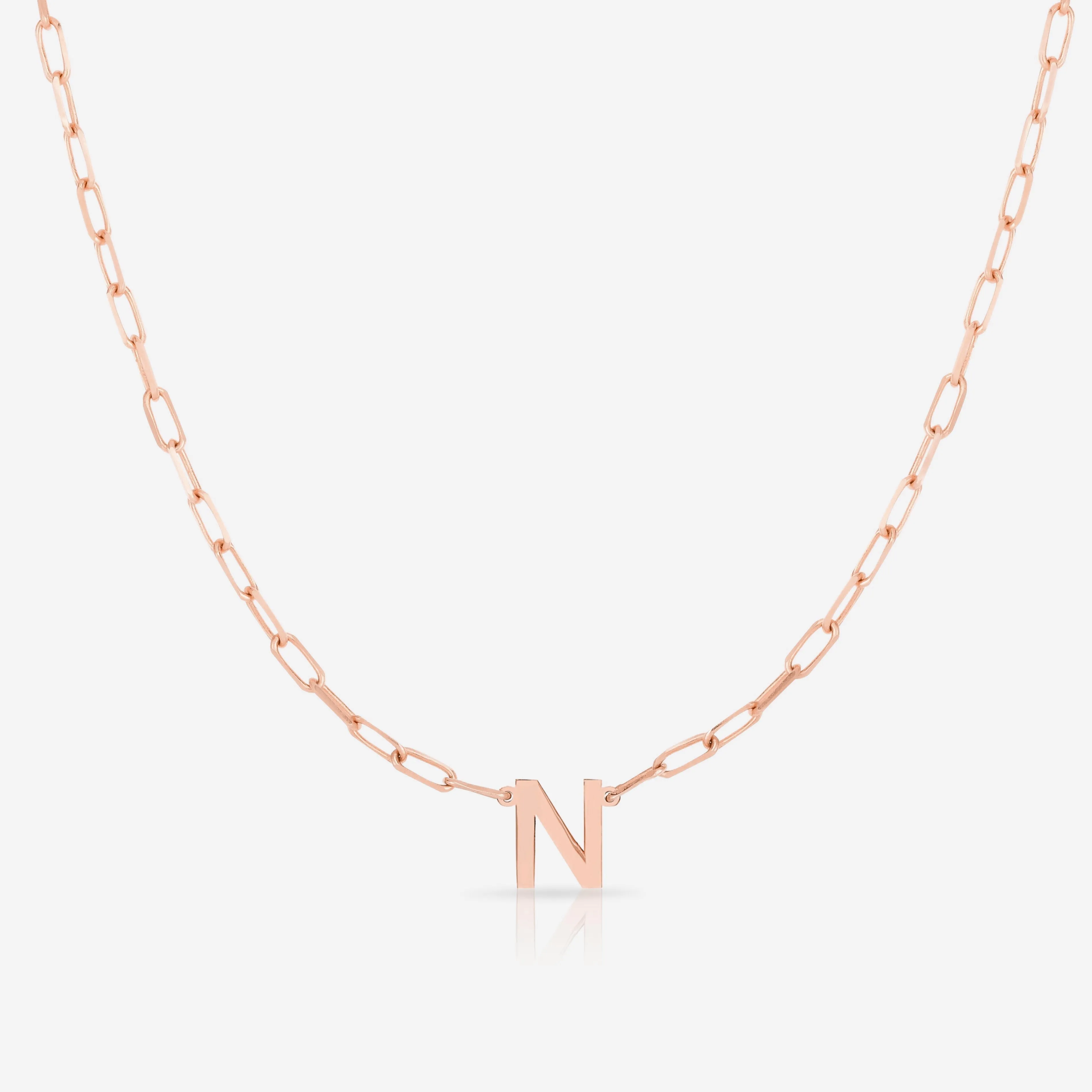 Block Initial   Link Chain Necklace