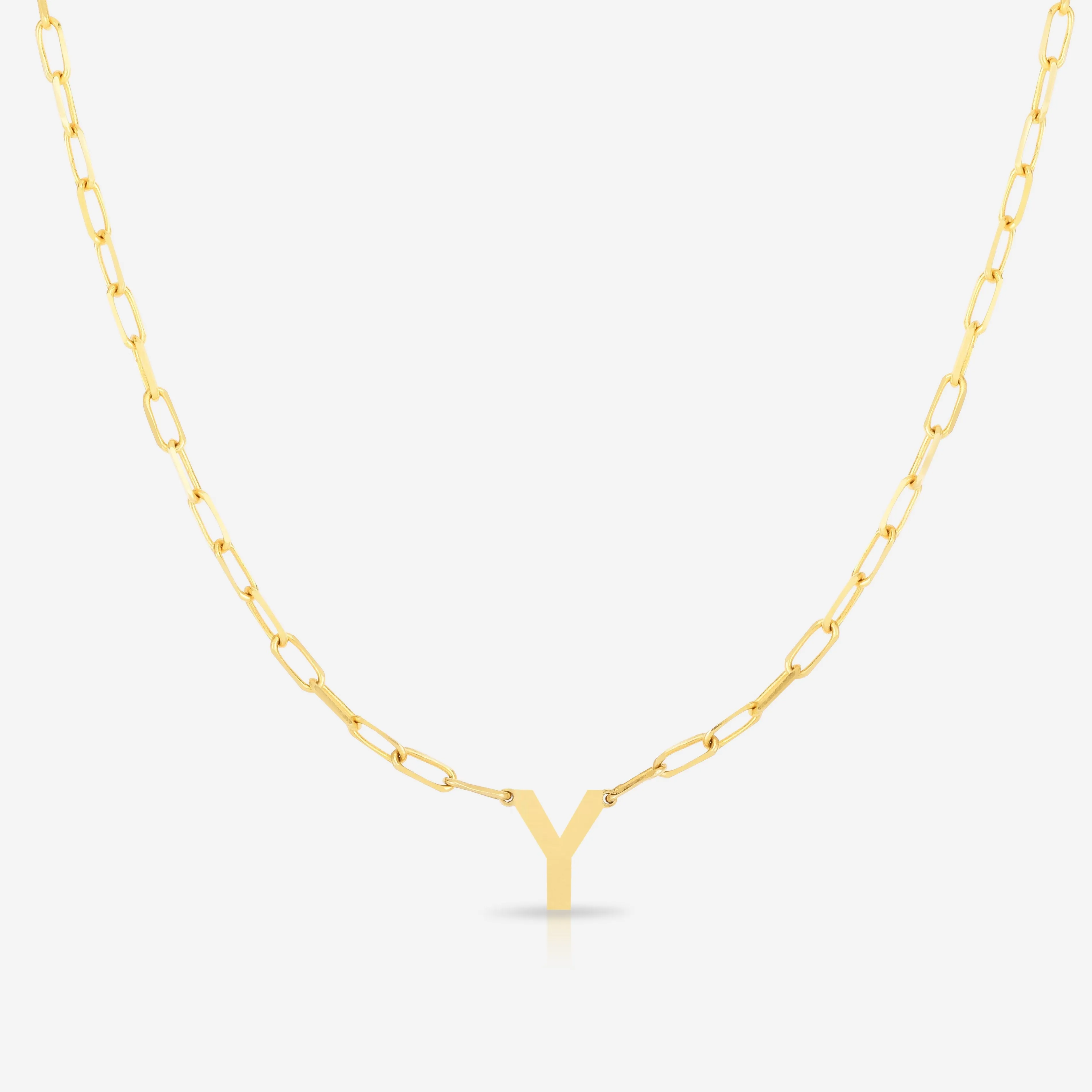 Block Initial   Link Chain Necklace